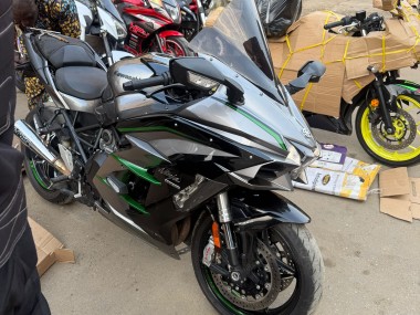 Purchase 2015-2022 Glossy Grey with Green Stripe Kawasaki Ninja H2 Motorcycle Fairings UK