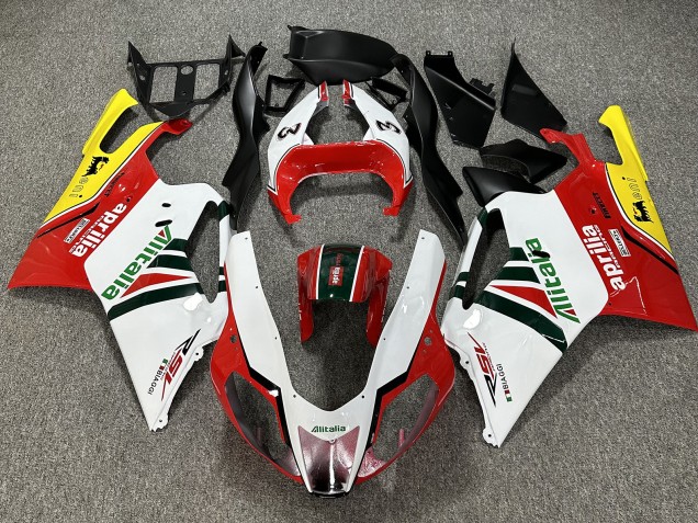 Purchase 2007 White Red Green Yellow Alitalia Aprilia RSV1000 Motorcycle Fairings UK