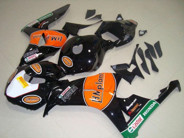 Purchase 2006-2007 Glossy Black Orange Green Hm Plant Racing Honda CBR1000RR Motorcycle Fairings UK