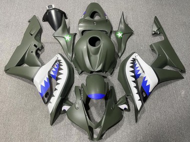 Purchase 2007-2008 Army Green White Blue Shark Honda CBR600RR Motorcycle Fairings UK