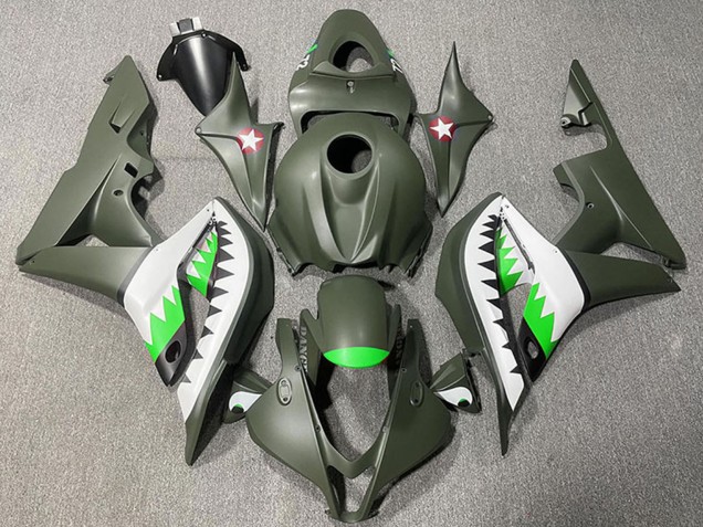 Purchase 2007-2008 Army Green White Green Shark Honda CBR600RR Motorcycle Fairings UK
