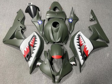 Purchase 2007-2008 Army Green White Red Shark Honda CBR600RR Motorcycle Fairings UK
