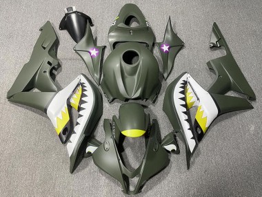 Purchase 2007-2008 Army Green White Yellow Shark Honda CBR600RR Motorcycle Fairings UK