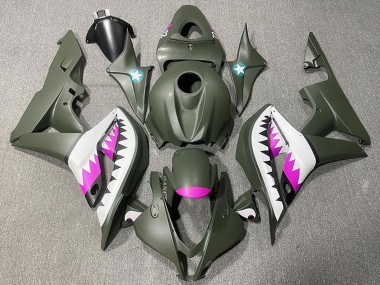 Purchase 2007-2008 Army Green White Pink Shark Honda CBR600RR Motorcycle Fairings UK