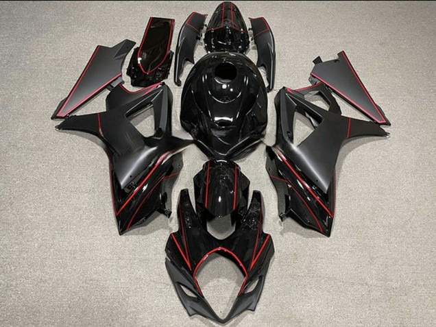 Purchase 2007-2008 Glossy Black Matte Black Red Trim Suzuki GSXR 1000 Motorcycle Fairings UK