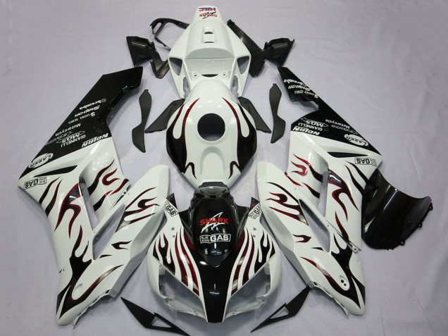 Purchase 2004-2005 White Glossy Black Red Flame Honda CBR1000RR Motorcycle Fairings UK