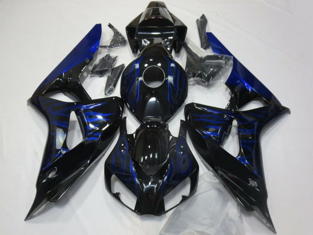 Purchase 2006-2007 Glossy Black Blue Flame Honda CBR1000RR Motorcycle Fairings UK