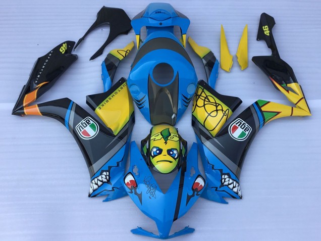Purchase 2012-2016 Blue Yellow Glossy Black Shark Teeth Honda CBR1000RR Motorcycle Fairings UK