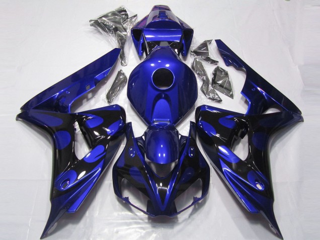 Purchase 2006-2007 Blue Glossy Black Flame Honda CBR1000RR Motorcycle Fairings UK