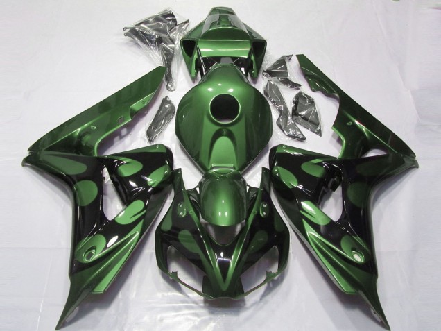 Purchase 2006-2007 Green Glossy Black Flame Honda CBR1000RR Motorcycle Fairings UK