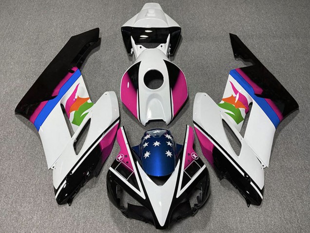 Purchase 2004-2005 White Pink Blue Glossy Black Star Honda CBR1000RR Motorcycle Fairings UK