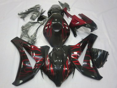 Purchase 2008-2011 Glossy Black Red Flame Honda CBR1000RR Motorcycle Fairings UK