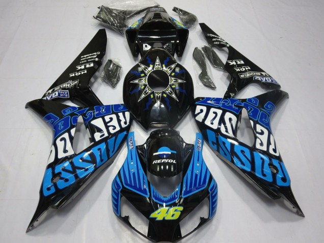 Purchase 2006-2007 Glossy Black Blue Rossi 46 Honda CBR1000RR Motorcycle Fairings UK