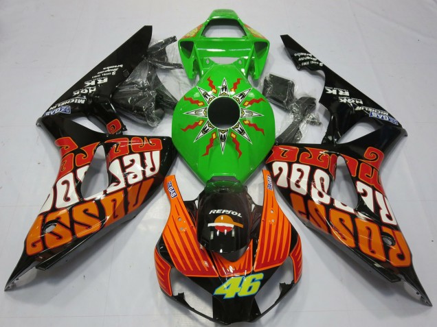 Purchase 2006-2007 Green Orange Glossy Black Rossi 46 Honda CBR1000RR Motorcycle Fairings UK