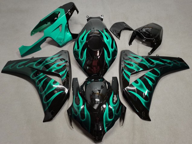 Purchase 2008-2011 Glossy Black Green Flame Honda CBR1000RR Motorcycle Fairings UK