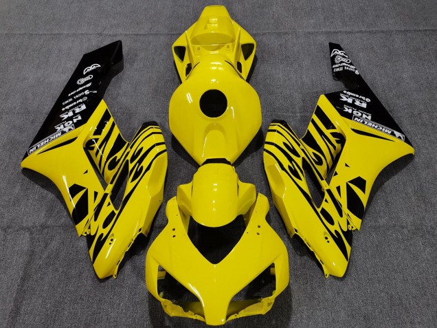 Purchase 2004-2005 Yellow Glossy Black Flame Honda CBR1000RR Motorcycle Fairings UK