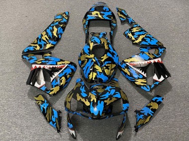 Purchase 2003-2004 Blue Gold Camouflage Shark Honda CBR600RR Motorcycle Fairings UK
