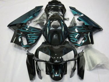 Purchase 2003-2004 Glossy Black Green Flame Honda CBR600RR Motorcycle Fairings UK