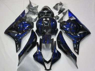Purchase 2009-2012 Glossy Black Blue Flame Honda CBR600RR Motorcycle Fairings UK