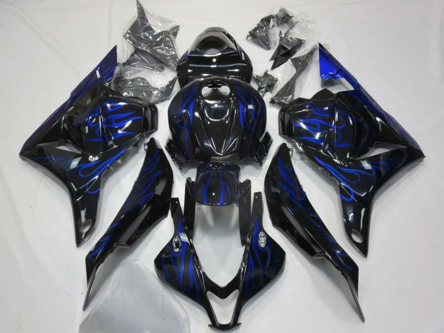 Purchase 2009-2012 Glossy Black Blue Flame Honda CBR600RR Motorcycle Fairings UK