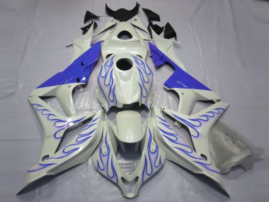 Purchase 2007-2008 White Blue Flame Honda CBR600RR Motorcycle Fairings UK