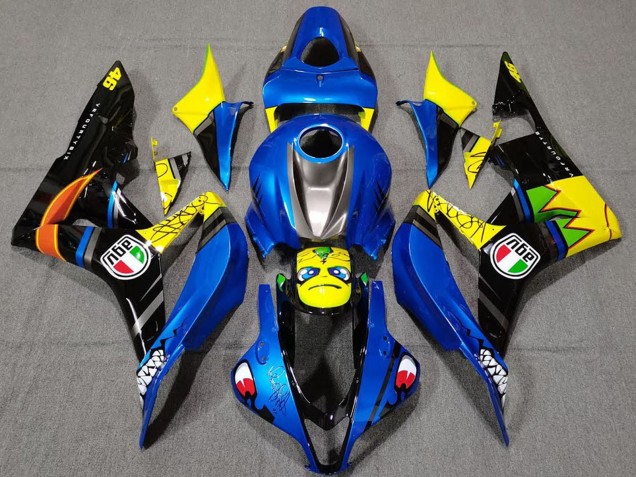 Purchase 2007-2008 Blue Yellow Glossy Black Shark Honda CBR600RR Motorcycle Fairings UK