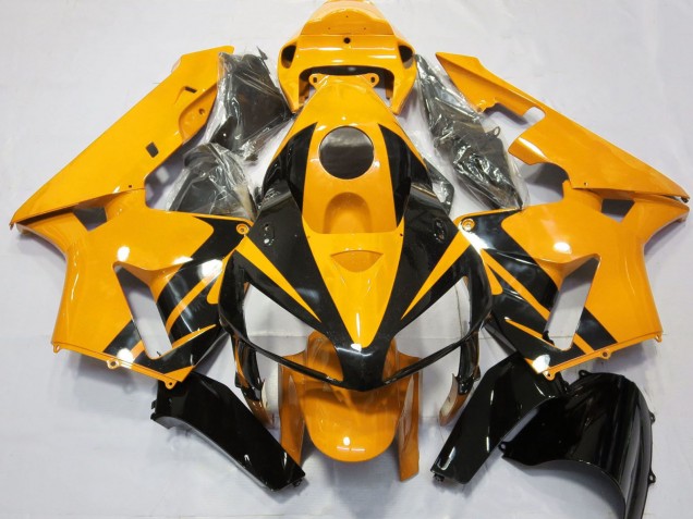 Purchase 2005-2006 Bright Orange Glossy Black Design Honda CBR600RR Motorcycle Fairings UK