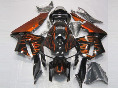 Purchase 2005-2006 Glossy Black Orange Flame Honda CBR600RR Motorcycle Fairings UK