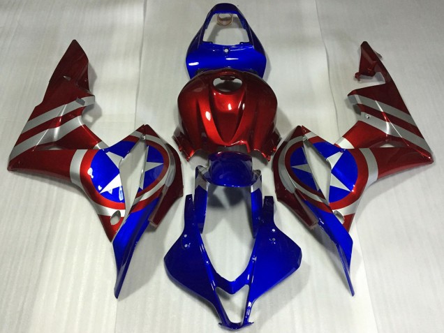 Purchase 2007-2008 Red Silver Blue Captain America Honda CBR600RR Motorcycle Fairings UK