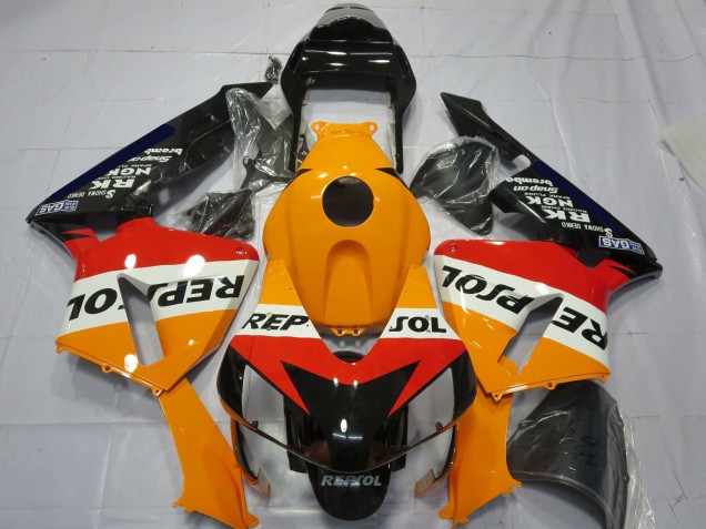 Purchase 2003-2004 Orange White Red Glossy Black Repsol Honda CBR600RR Complete Motorcycle Fairing Kits UK
