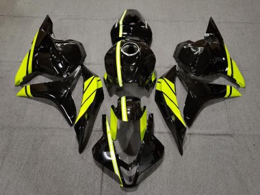 Purchase 2009-2012 Glossy Black High Viz Yellow Stripe Honda CBR600RR Motorcycle Fairings UK