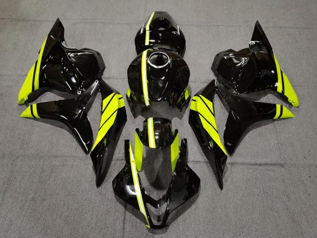 Purchase 2009-2012 Glossy Black High Viz Yellow Stripe Honda CBR600RR Motorcycle Fairings UK