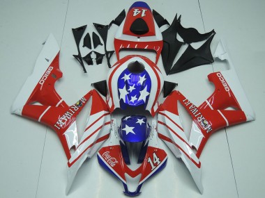 Purchase 2007-2008 White Red Blue Star Geico 14 Honda CBR600RR Motorcycle Fairings UK