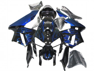 Purchase 2005-2006 Glossy Black Blue Flame Honda CBR600RR Motorcycle Fairings UK