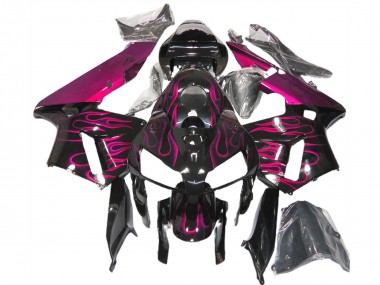 Purchase 2005-2006 Glossy Black Pink Flame Honda CBR600RR Motorcycle Fairings UK