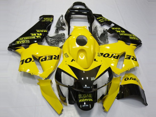 Purchase 2003-2004 Yellow Glossy Black Repsol Honda CBR600RR Motorcycle Fairings UK