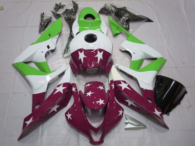 Purchase 2007-2008 White Green Maroon Red Stars Stripe Honda CBR600RR Motorcycle Fairings UK