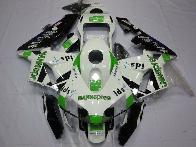 Purchase 2003-2004 White Green Glossy Black Hannspree Honda CBR600RR Motorcycle Fairings UK