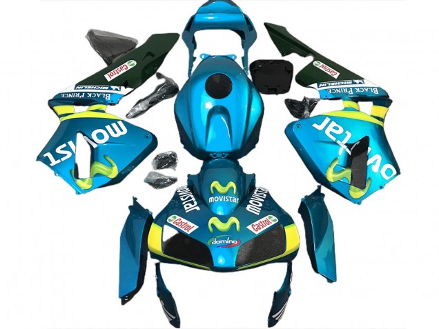 Purchase 2003-2004 Light Blue Yellow Green MoviStar Honda CBR600RR Motorcycle Fairings UK