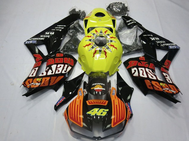 Purchase 2013-2023 Yellow Orange Glossy Black Rossi 46 Honda CBR600RR Motorcycle Fairings UK