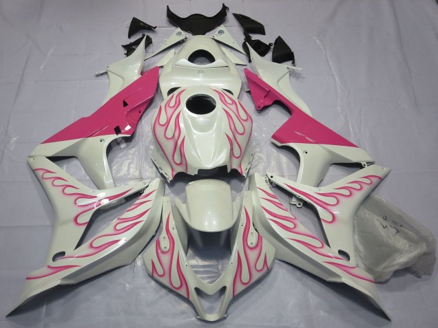 Purchase 2007-2008 White Pink Flame Honda CBR600RR Motorcycle Fairings UK