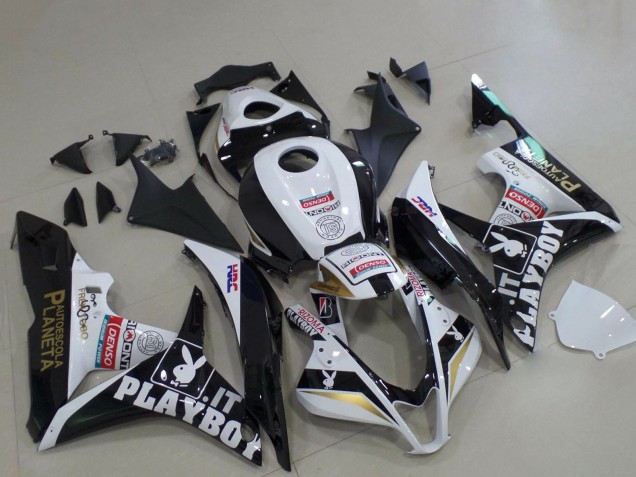 Purchase 2007-2008 White Gold Glossy Black PlayBoy Honda CBR600RR Motorcycle Fairings UK