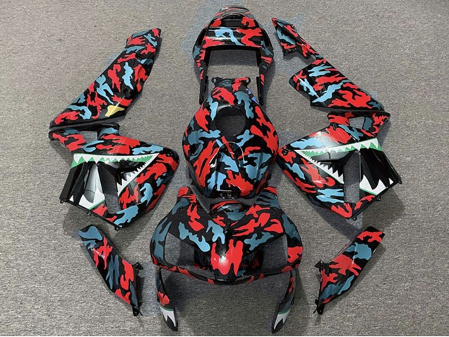 Purchase 2003-2004 Red Blue Camouflage Shark Honda CBR600RR Motorcycle Fairings UK