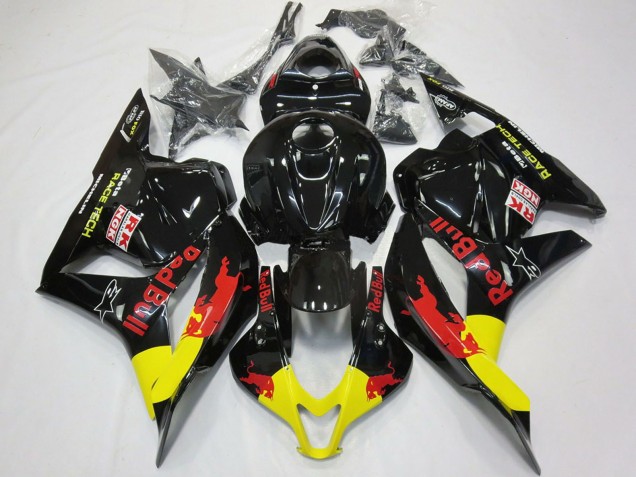 Purchase 2009-2012 Glossy Black Yellow Red Bull Honda CBR600RR Motorcycle Fairings UK