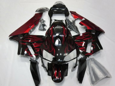 Purchase 2003-2004 Glossy Black Red Flame Honda CBR600RR Motorcycle Fairings UK