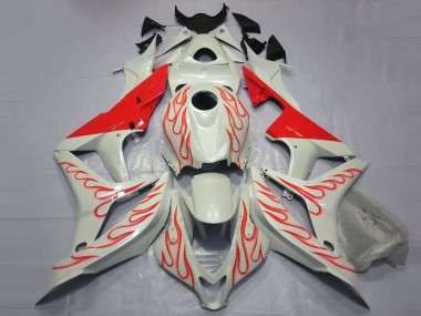 Purchase 2007-2008 White Red Flame Honda CBR600RR Motorcycle Fairings UK