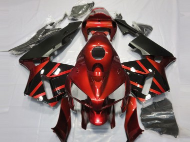 Purchase 2005-2006 Red Glossy Black Design Honda CBR600RR Motorcycle Fairings UK