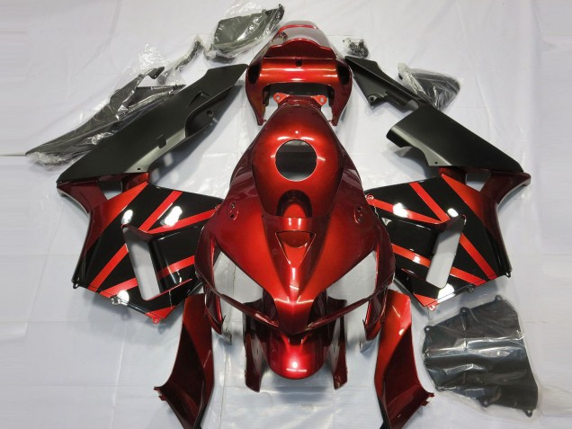 Purchase 2005-2006 Red Glossy Black Design Honda CBR600RR Motorcycle Fairings UK