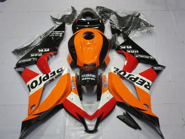 Purchase 2007-2008 Orange White Red Glossy Black Repsol Honda CBR600RR Motorcycle Fairing UK