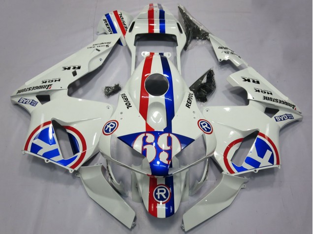 Purchase 2003-2004 White Red Blue Repsol 69 Honda CBR600RR Motorcycle Fairings UK